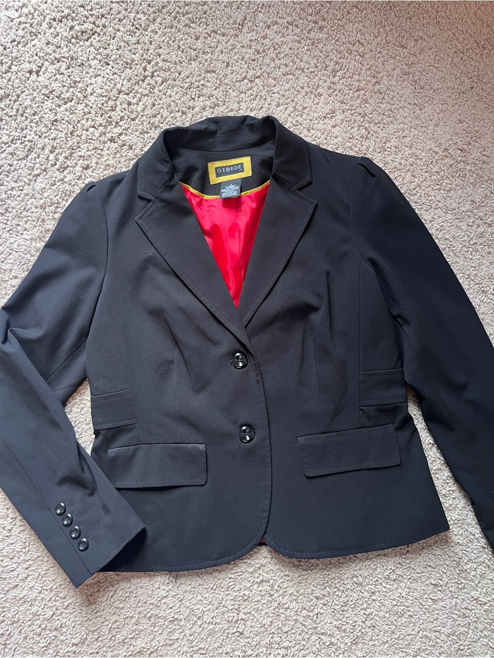George Black Women's Notch-Lapel Blazer with Red Lining